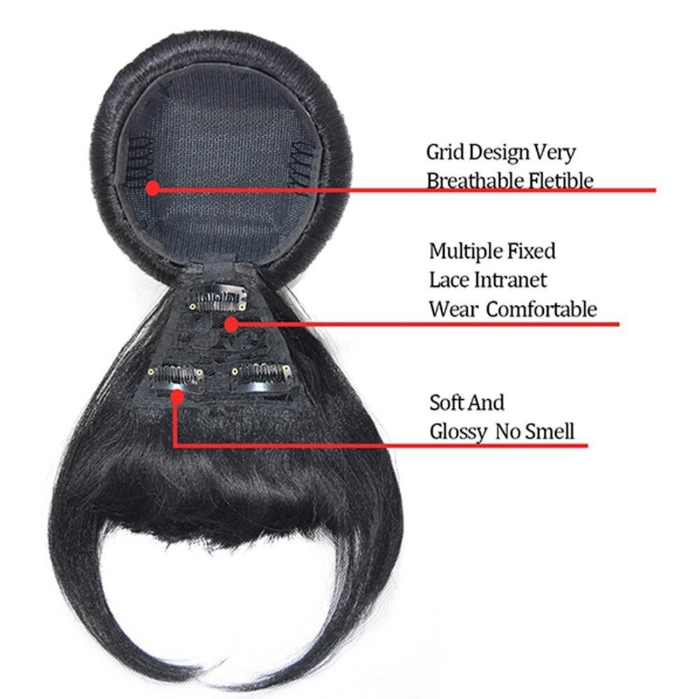 Hair Bun with Bangs 2 Piece Synthetic Braided Updo Clip-In for Black Women - Picture 4 of 9